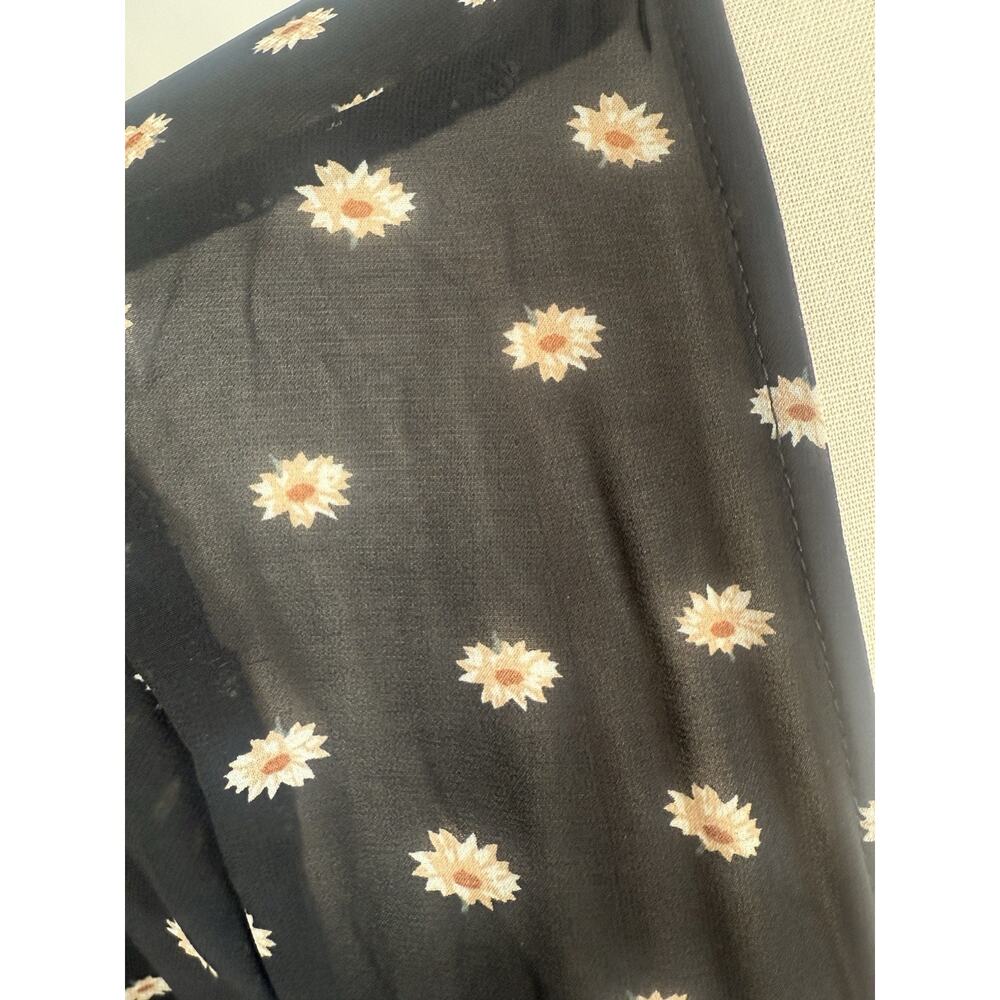 Bohemian Maxi Cardigan Sunflower Black Yellow Floral Open Front - Picture 3 of 4